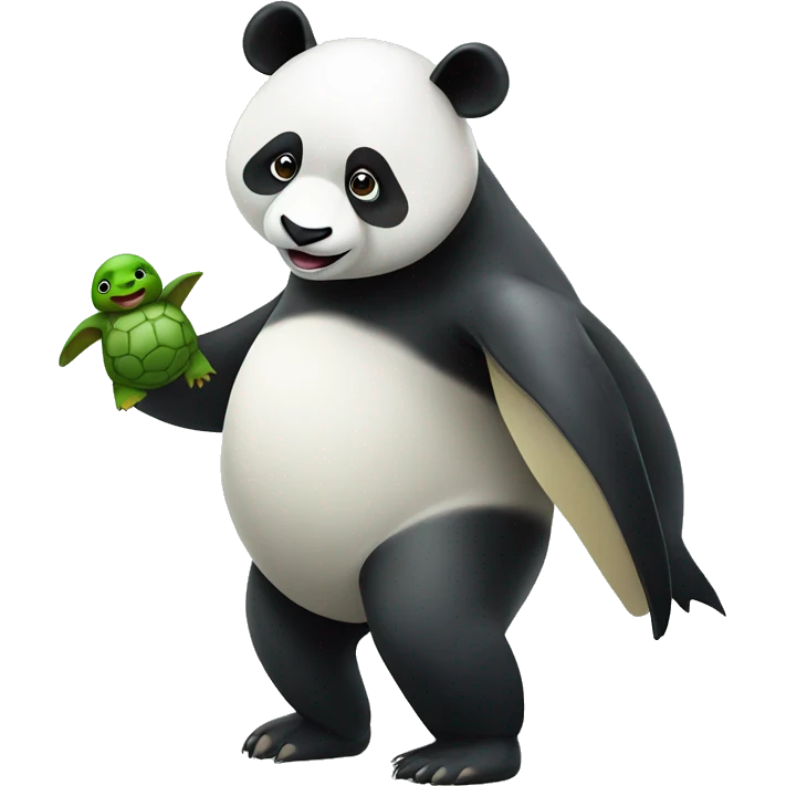 panda carrying a penguin and a turtle emoji