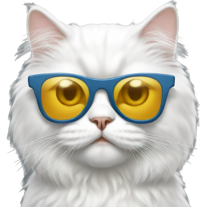 White persian cat with sunglasses emoji