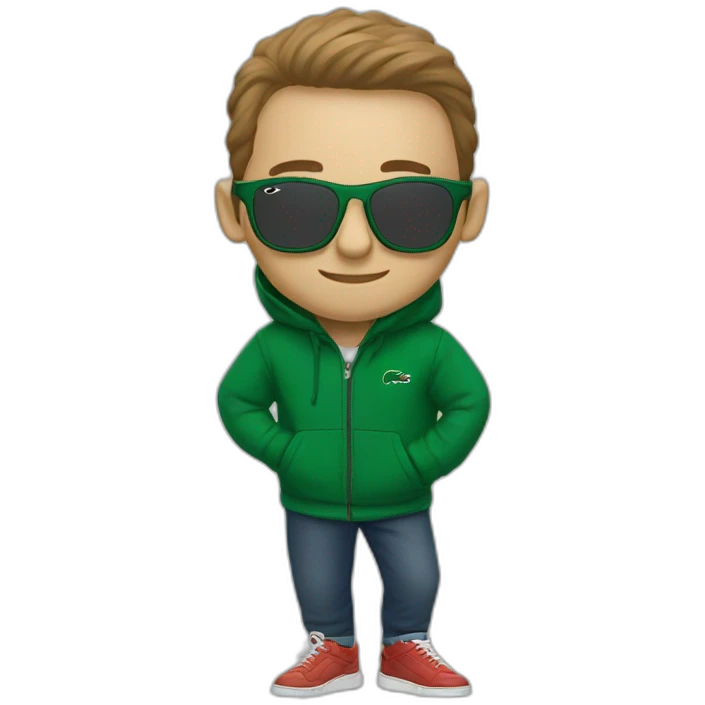 Guy using lacoste hoodie and oakley eyeglass emoji