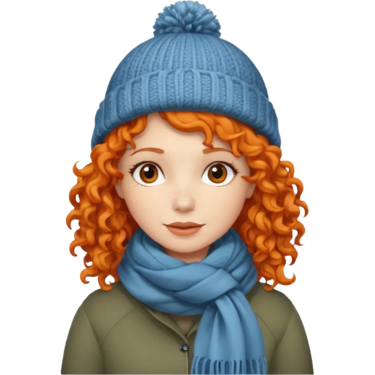Woman with Orange Curly Hair – Shoulder-length orange curls wearing winter clothes




 emoji