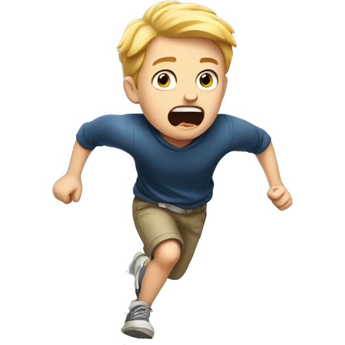 scared white boy running away emoji