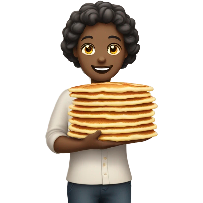 Little fat person holding pancakes  emoji