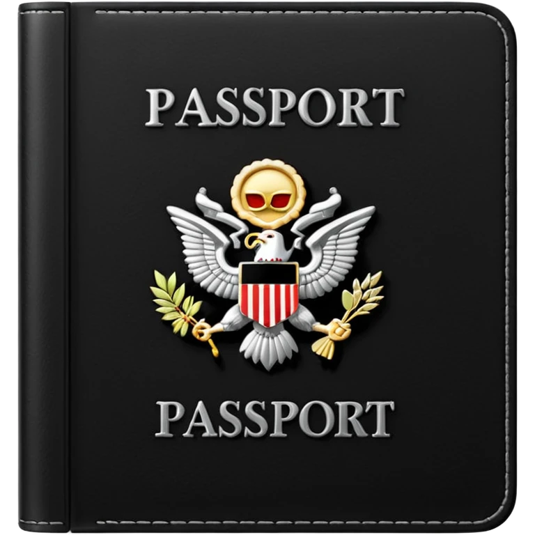 black passport with minimal silver details emoji
