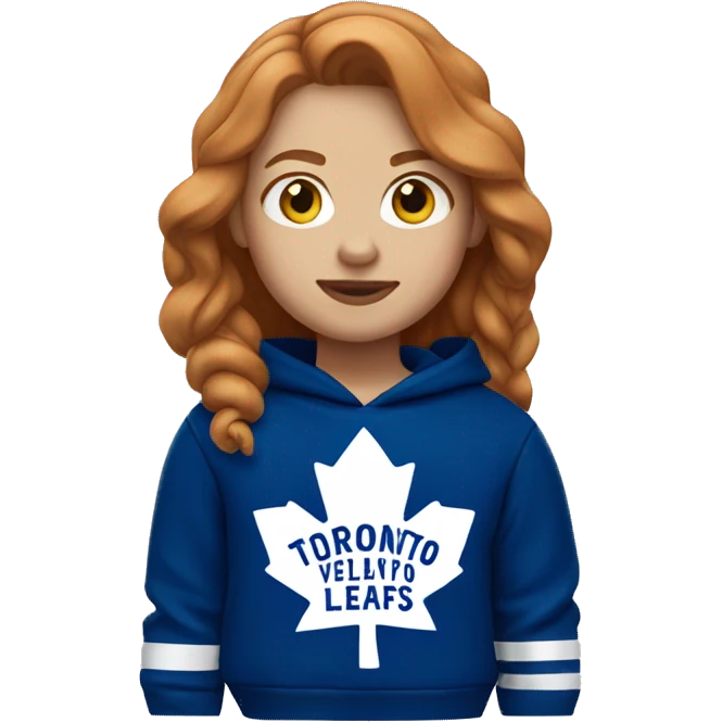 ginger girl wearing toronto maple leafs hoodie emoji