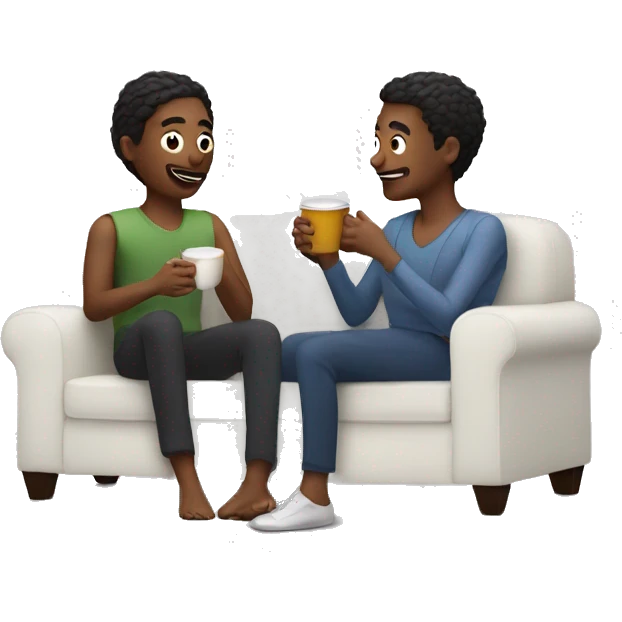 two people on sofa with coffee emoji