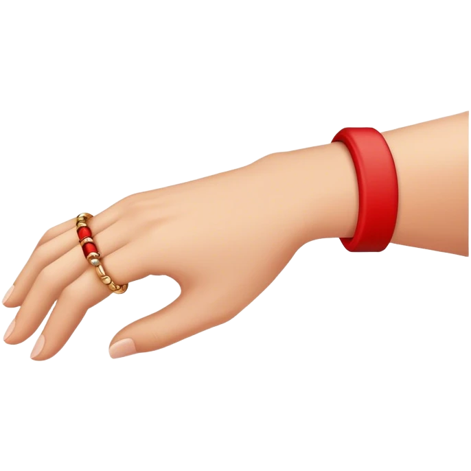 One hand with red bracelet thread  emoji