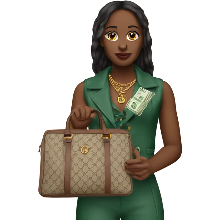 Create me holding a Gucci bag with money emoji