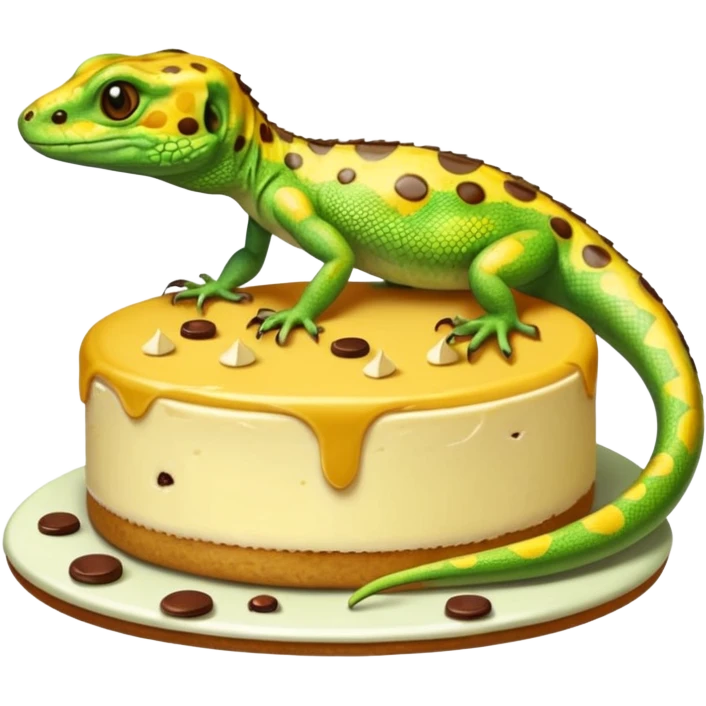 Lizard with cheese cake emoji