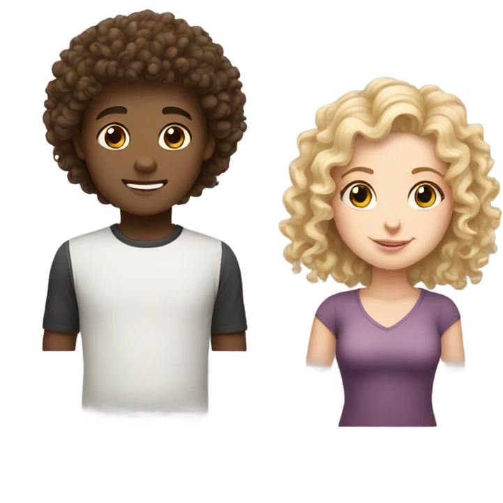 Curly haired white girl and boy emoji