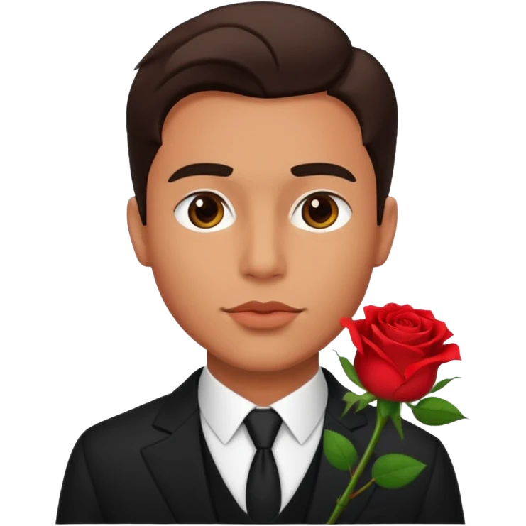 ramantic man with a rose in his mouth emoji