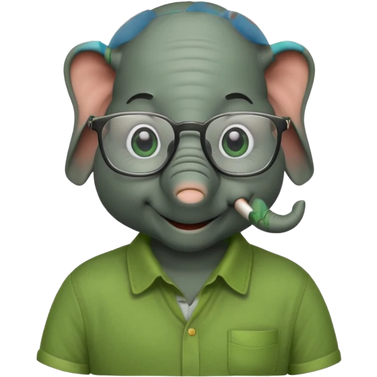 elephant wtih glasses and green shirt emoji