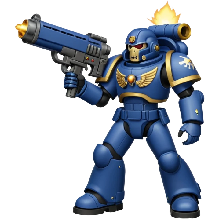 warhammer40k space marine holding a weapon. Weapon is firing. emoji