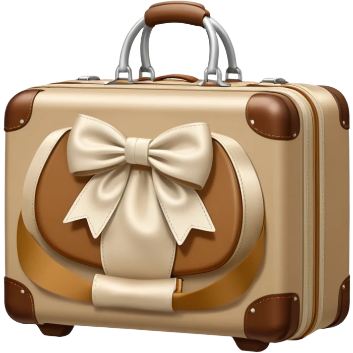Beige luggage with white bow  emoji