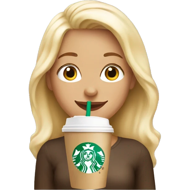 blonde girl happy drinking starbucks drink  emoji