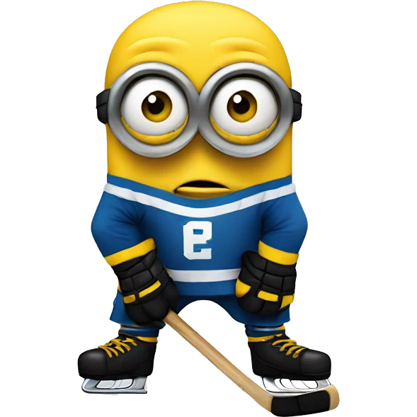 Minion dressed as a hockey player with a mean look on his face emoji