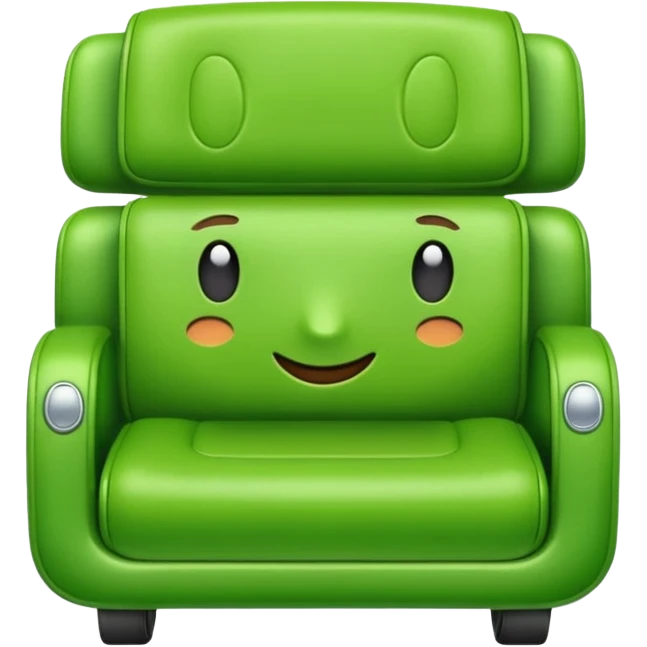 slick modern bright green coach, minimal, shiny, friendly expression emoji emoji