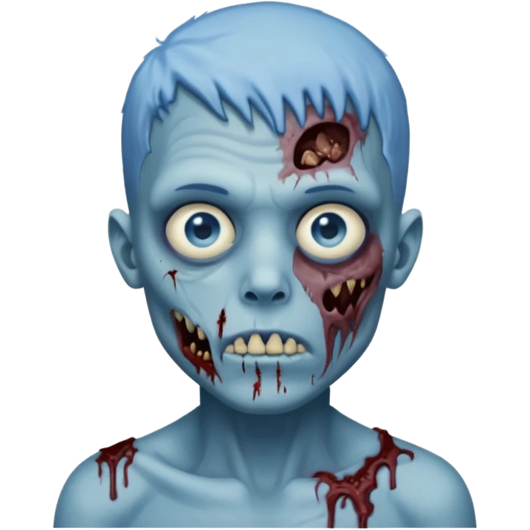 Zombie boy with blue face and blue eyes emoji