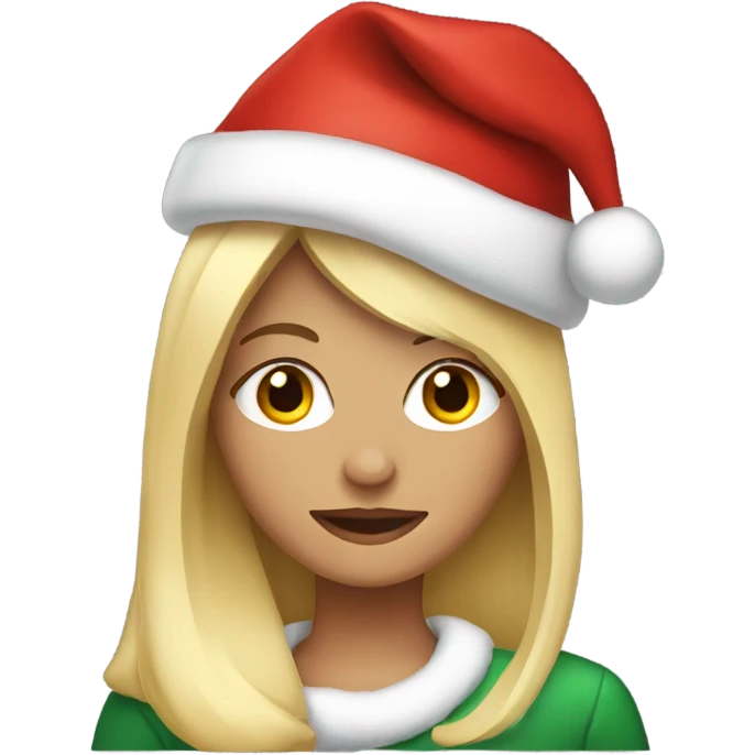 Blonde girl with Christmas hat emoji