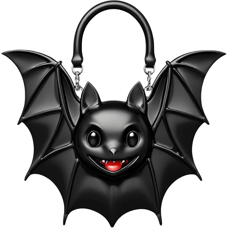 SDemonia Hb-115 Patent vegan leather Bat Shaped Handbag, ultra detailed, hyperrealism. Isolated, 8k quailty, 5000x5000px. No emoji faces, no emoji icons, no faces or human features. Highly detailed, clean smooth lines, sticker design. emoji