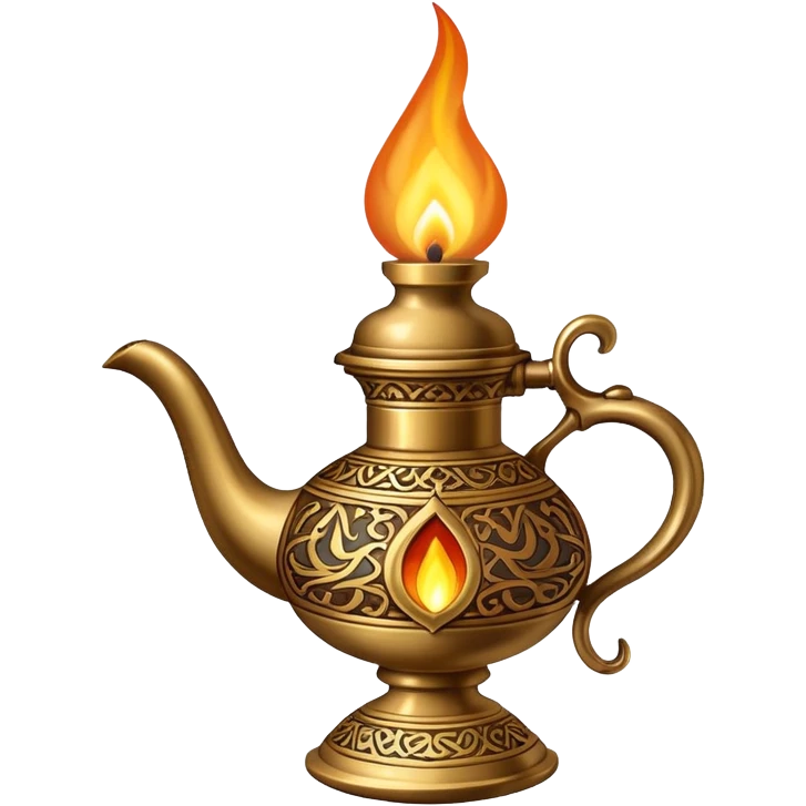 traditional middle eastern oil lamp with flame emoji