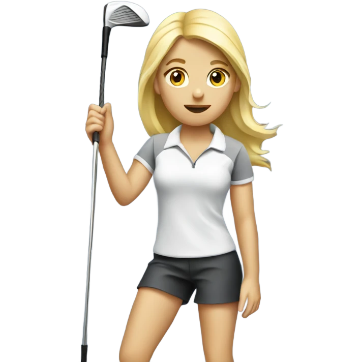 Blond Golf girl holding club emoji