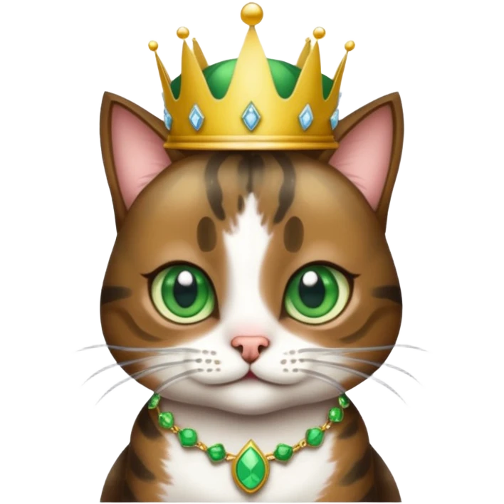 Brindle cat with green eyes as princess emoji