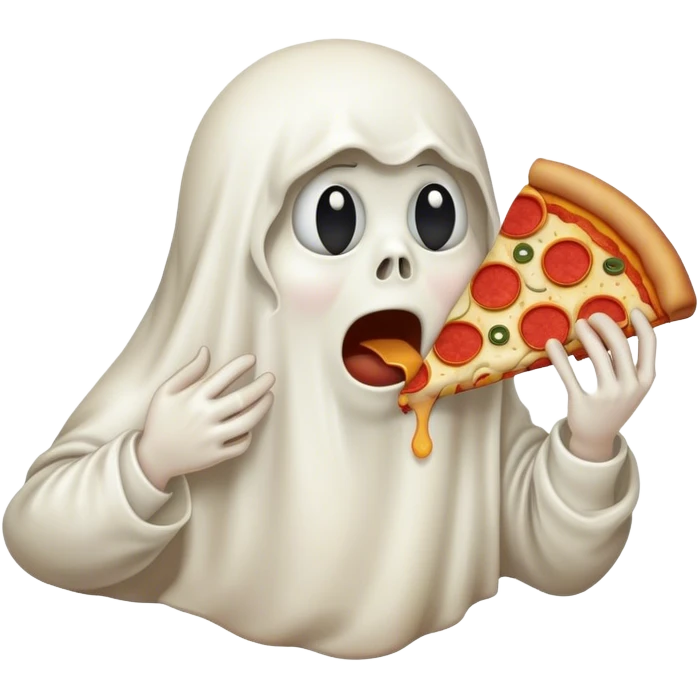 sad crying ghost eating pizza emoji