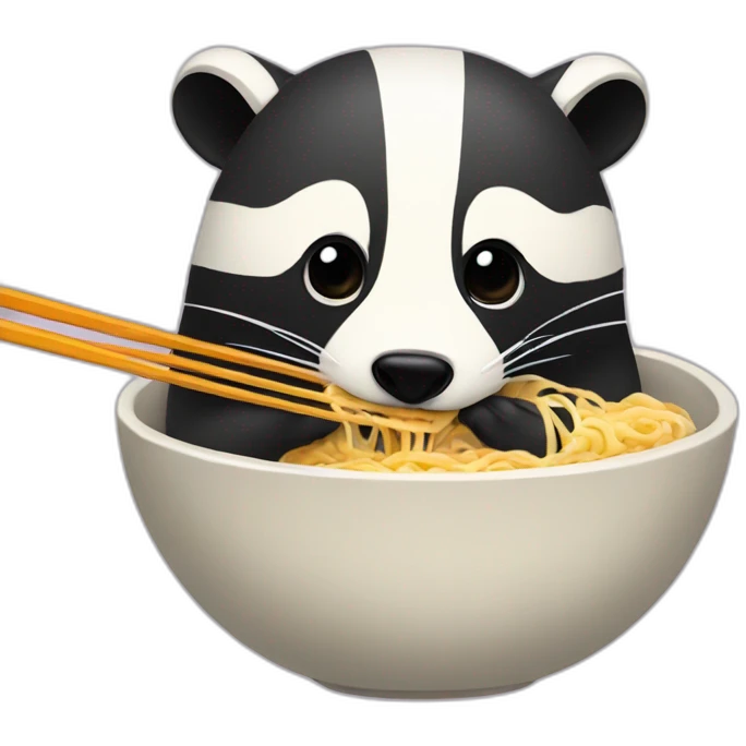 A badger eating ramen emoji