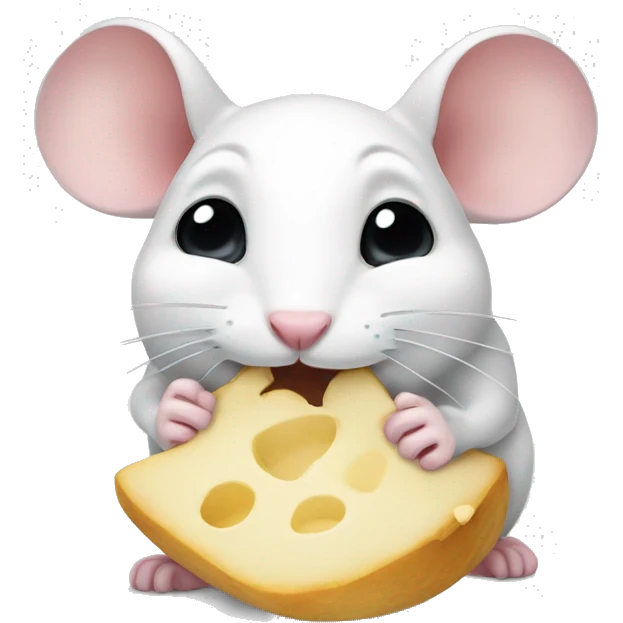 Cute white mouse munching emoji