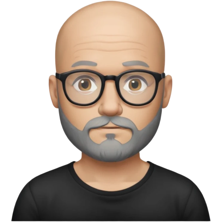 Bald man with salt and pepper beard and glasses and tattoos emoji