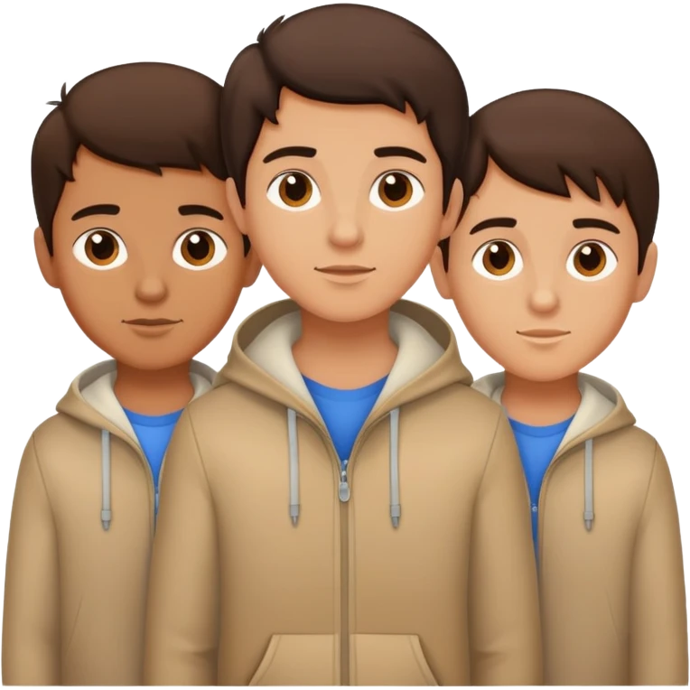 Three young  brunette brothers  emoji