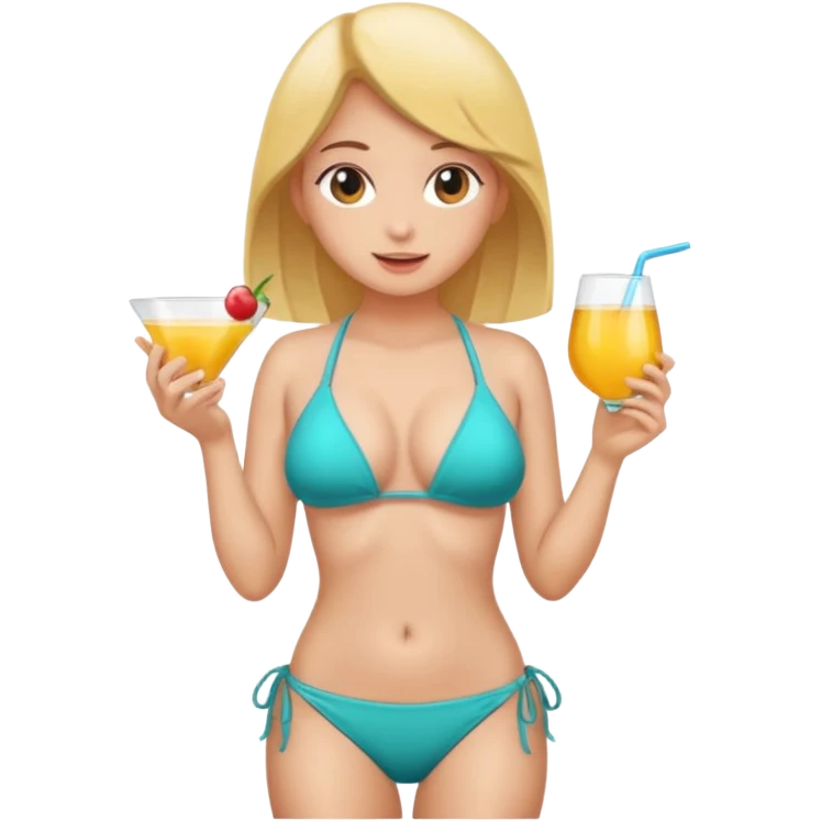 a girl wearing a bikini and showing her b00bs emoji