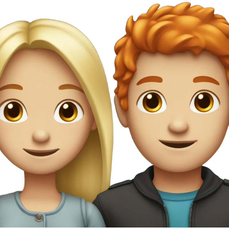 blonde girl and red head boy together  emoji