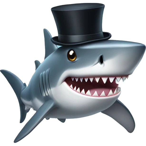 Shark with a top hat emoji