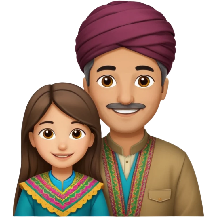 دختر وباباش باهم با لباس کردی emoji