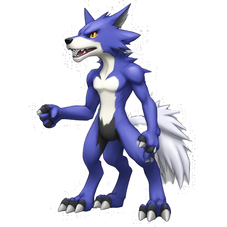 Cool Edgy Digimon-Fakemon-Garurumon-Loogamon-Dorulumon-Wolf full body emoji