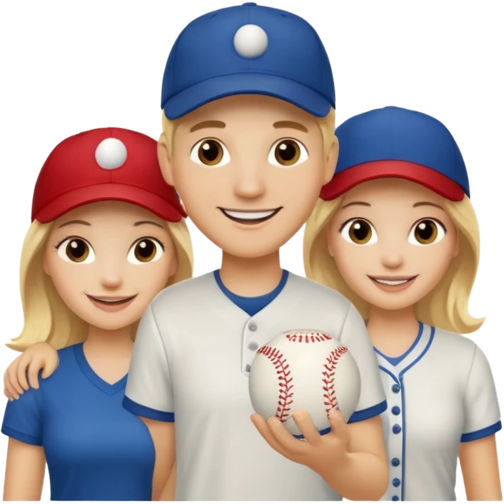 Two blonde women and a man with baseball cap on  emoji