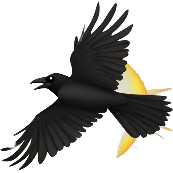 Crow flying in front of the sun emoji