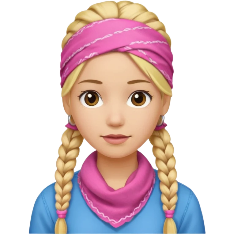 blonde woman with braids and a pink bandana emoji