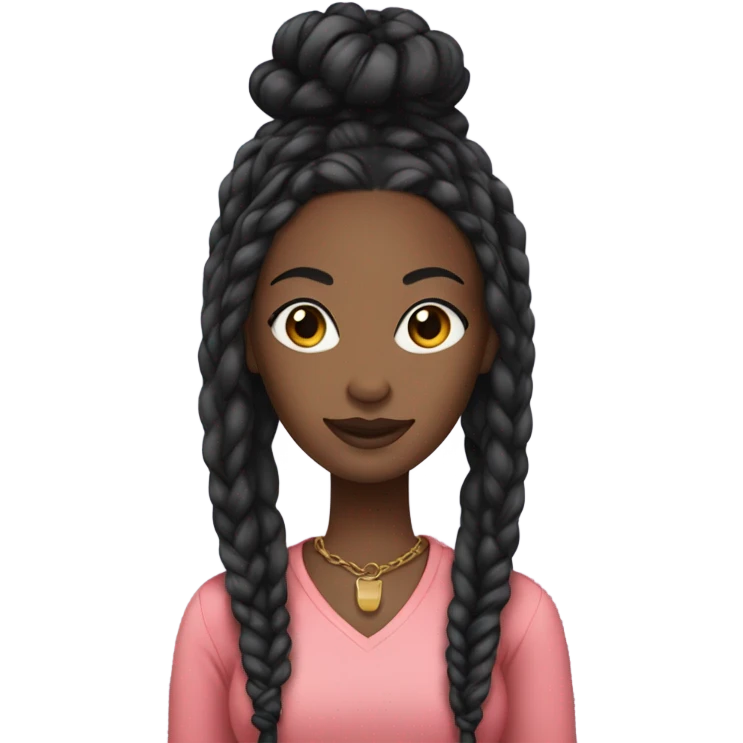 black woman with black down braids and top emoji