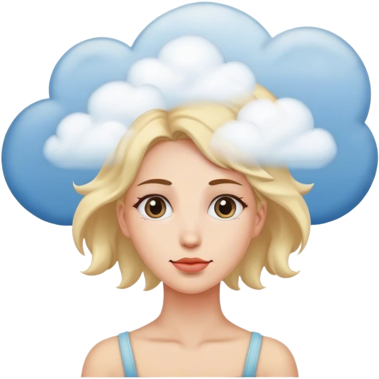 Woman with clouds for a head from shoulders up emoji