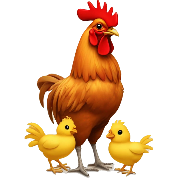 Dad rooster with baby chicks emoji