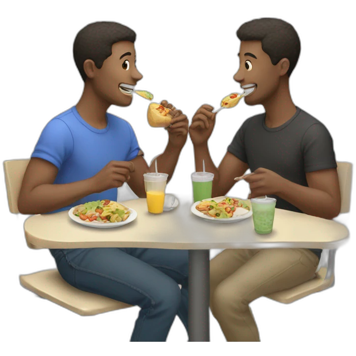 Two friends man eat lunch emoji