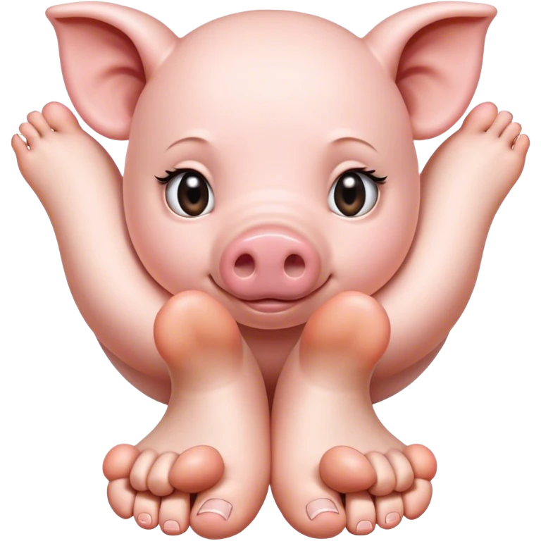 Half pig woman holding feet emoji