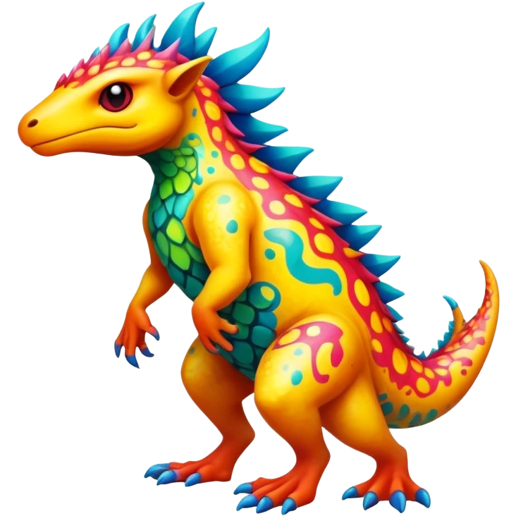 a vibrant colorful edgy vernid-fionbri-creature with splash patterns full body emoji