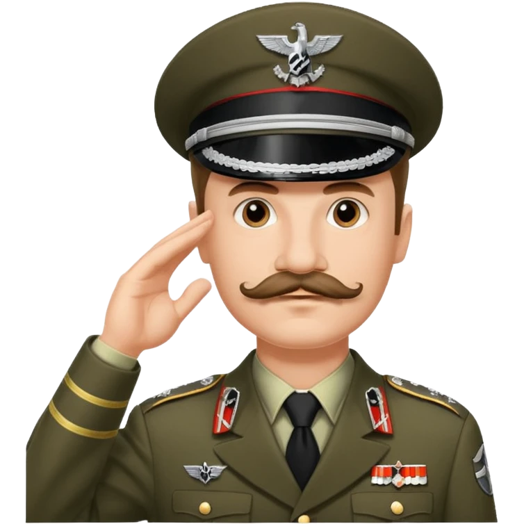 The man with the German mustache is saluting his superior officer, the Nazi commander. emoji