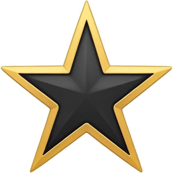 Create a high-quality emoji icon with a black circular background, a white five-pointed star in the center, and a thin golden outline around the circle. The design should be minimalistic, modern, and in emoji style, suitable for use in messaging apps. emoji