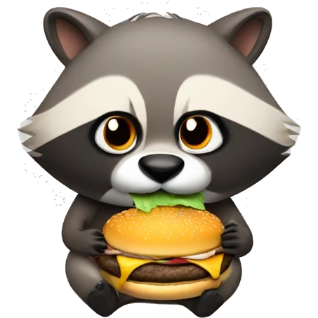 Racoon eating burger emoji