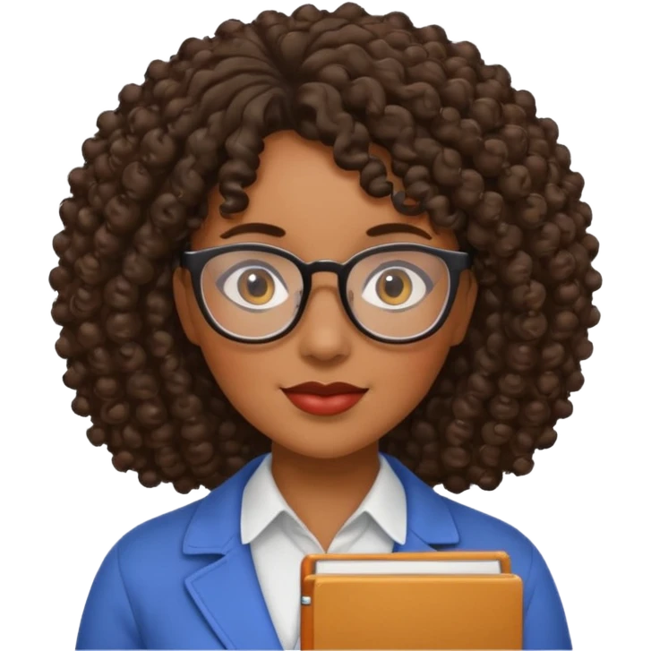 Black female teacher with curly hair emoji
