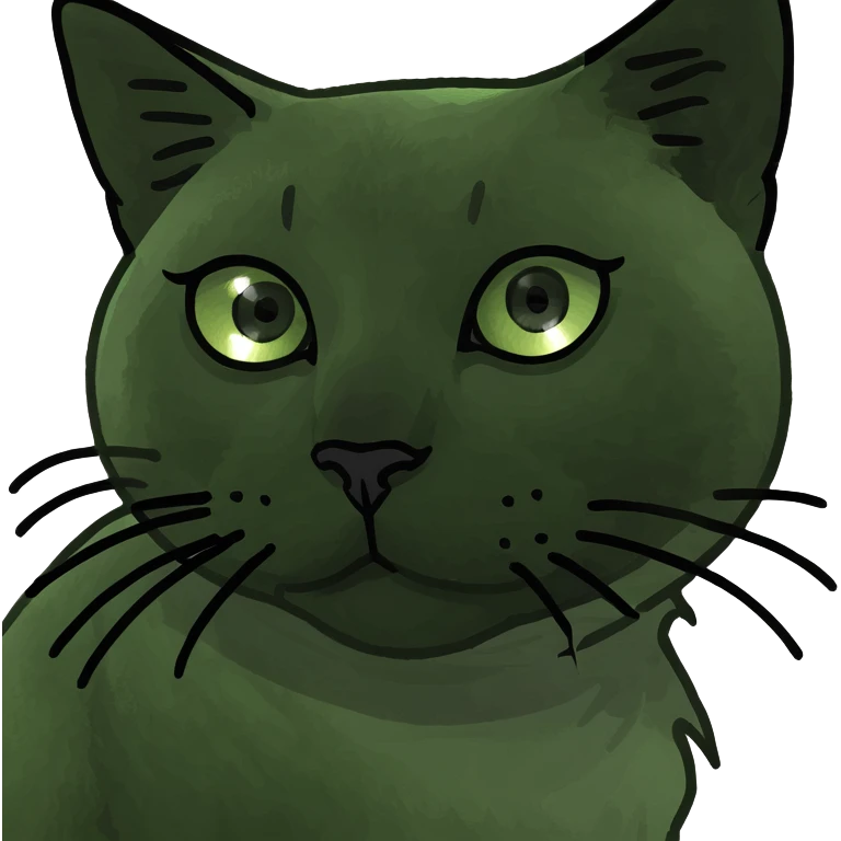 Black cat with green eyes emoji